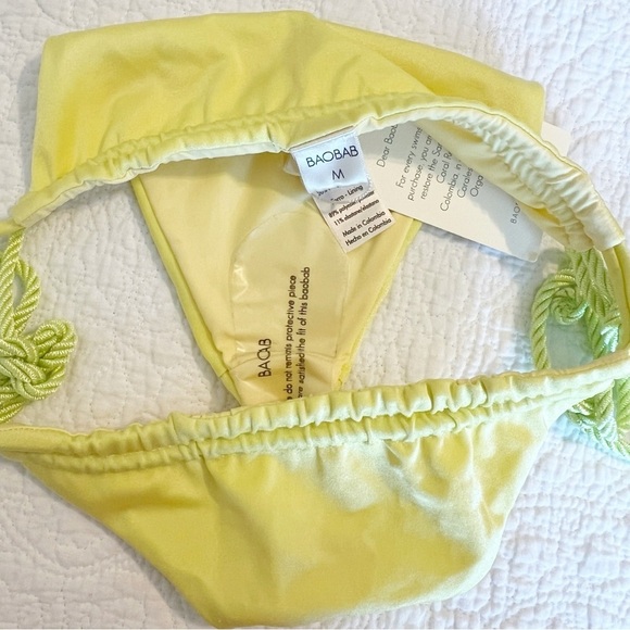 NEW NWT Baobab Lula Yellow Metallic Side Tie Swim Bikini Bottom Medium M - Picture 5 of 8